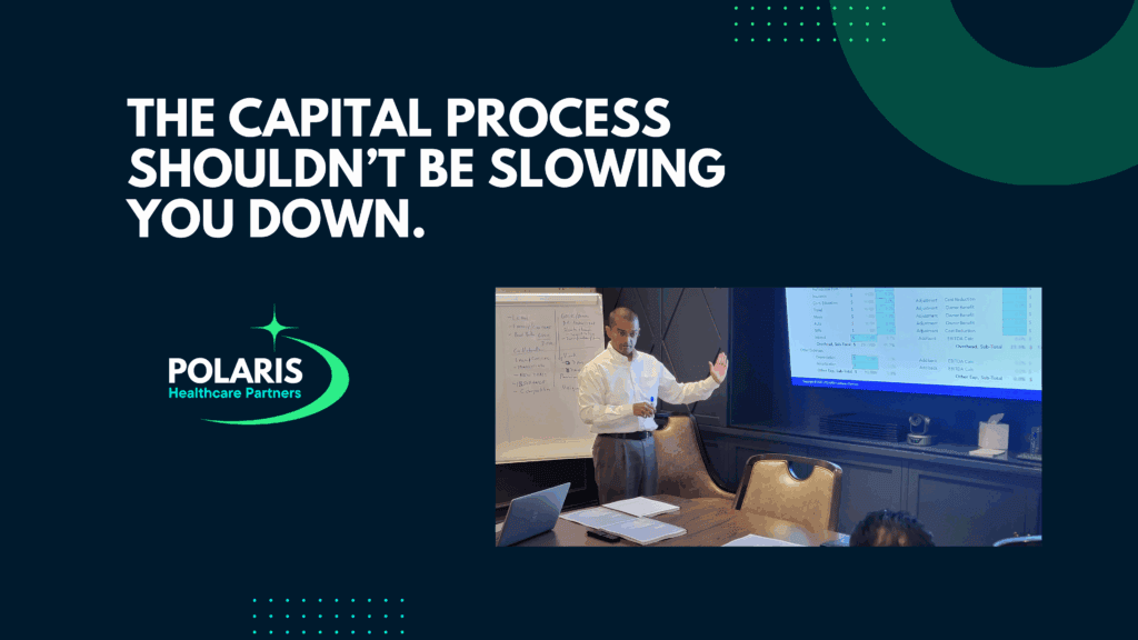 Polaris Healthcare article graphic - Middle market growth Playbook on securing $3M-$75M in capital for acquisitions and De Novo builds. 